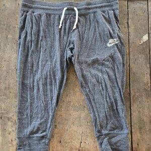 Nike Gray Heather Joggers with White Drawstring